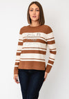 Rabe Stripped Round Neck Pullover, Brown