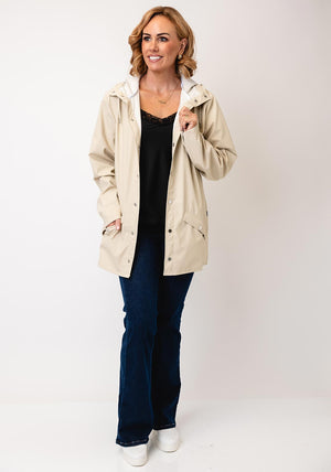 Rains Waterproof Short Clear Raincoat, Dune Beige