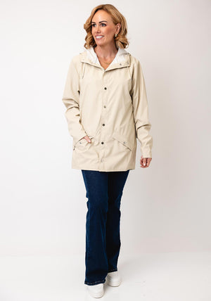 Rains Waterproof Short Clear Raincoat, Dune Beige