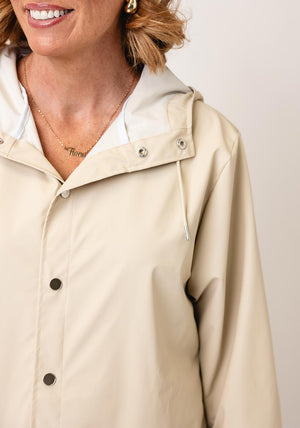 Rains Waterproof Short Clear Raincoat, Dune Beige