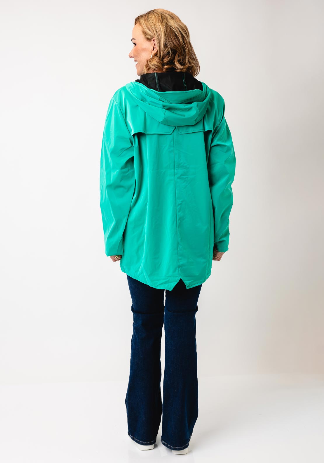 Rains Waterproof Short Clear Raincoat, Element Green