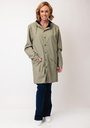 Rains Waterproof Long Raincoat, Drift Green