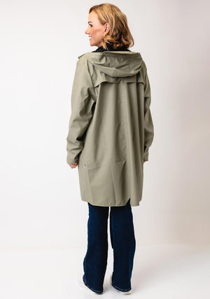 Rains Waterproof Long Raincoat, Drift Green