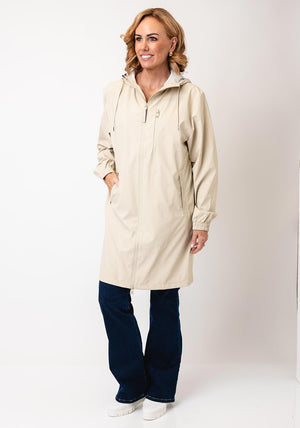 Rains Long Storm Breaker Rain Jacket, Dune Beige