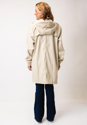 Rains Long Storm Breaker Rain Jacket, Dune Beige