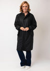 Rains Fishtail Parka Logo Long Raincoat, House Black