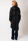 Rains Fishtail Parka Logo Long Raincoat, House Black