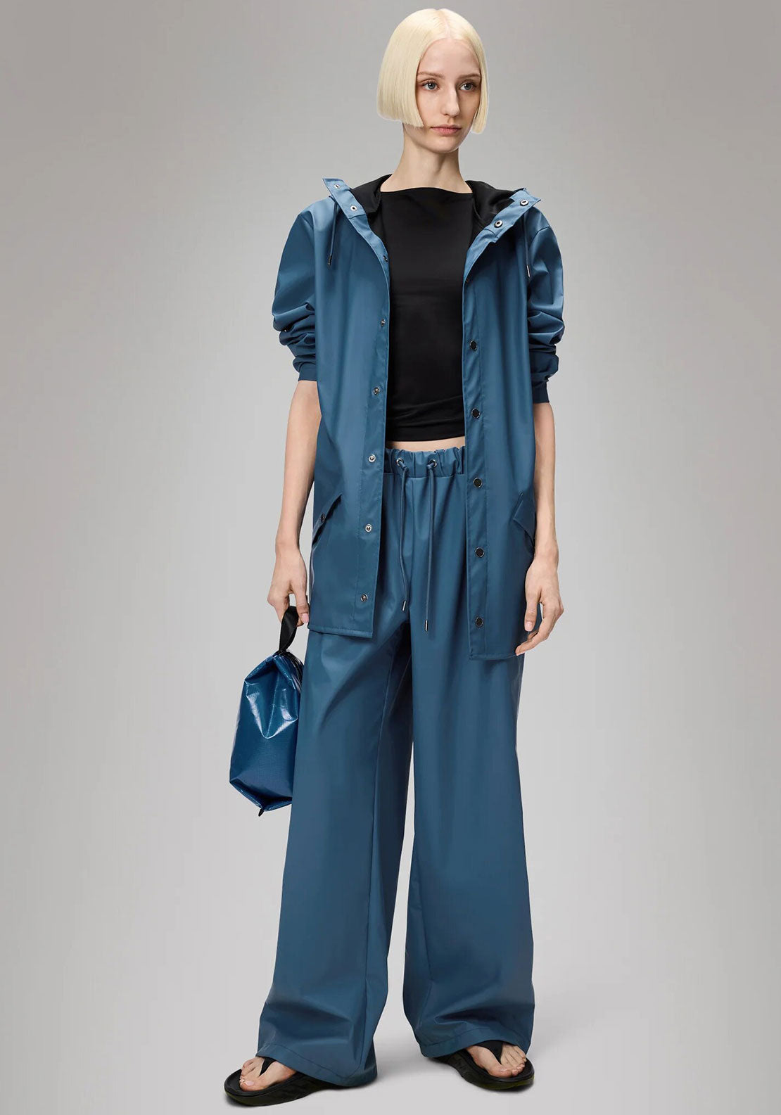 Rains Waterproof Short Clear Raincoat, Pulse Blue