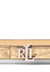 Ralph Lauren Logo Reversible Metallic Embossed Belt, Platinum/Sand Dune