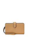 Ralph Lauren Crosshatch Leather Transition Wristlet, Tan