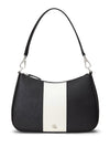 Ralph Lauren Danni Leather Crosshatch Medium Shoulder Bag, Black & Soft White