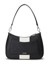 Ralph Lauren Danni Leather Crosshatch Medium Shoulder Bag, Black & Soft White