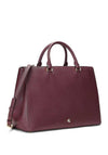 Ralph Lauren Hanna Leather Crosshatch Large Satchel Bag, Burgundy