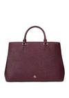 Ralph Lauren Hanna Leather Crosshatch Large Satchel Bag, Burgundy