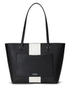 Ralph Lauren Karly Leather Crosshatch Medium Tote Bag, Black & Soft White