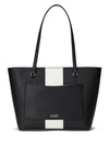 Ralph Lauren Karly Leather Crosshatch Medium Tote Bag, Black & Soft White