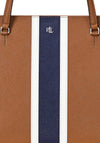 Ralph Lauren Karly Leather Crosshatch Medium Tote Bag, Tan & Soft White