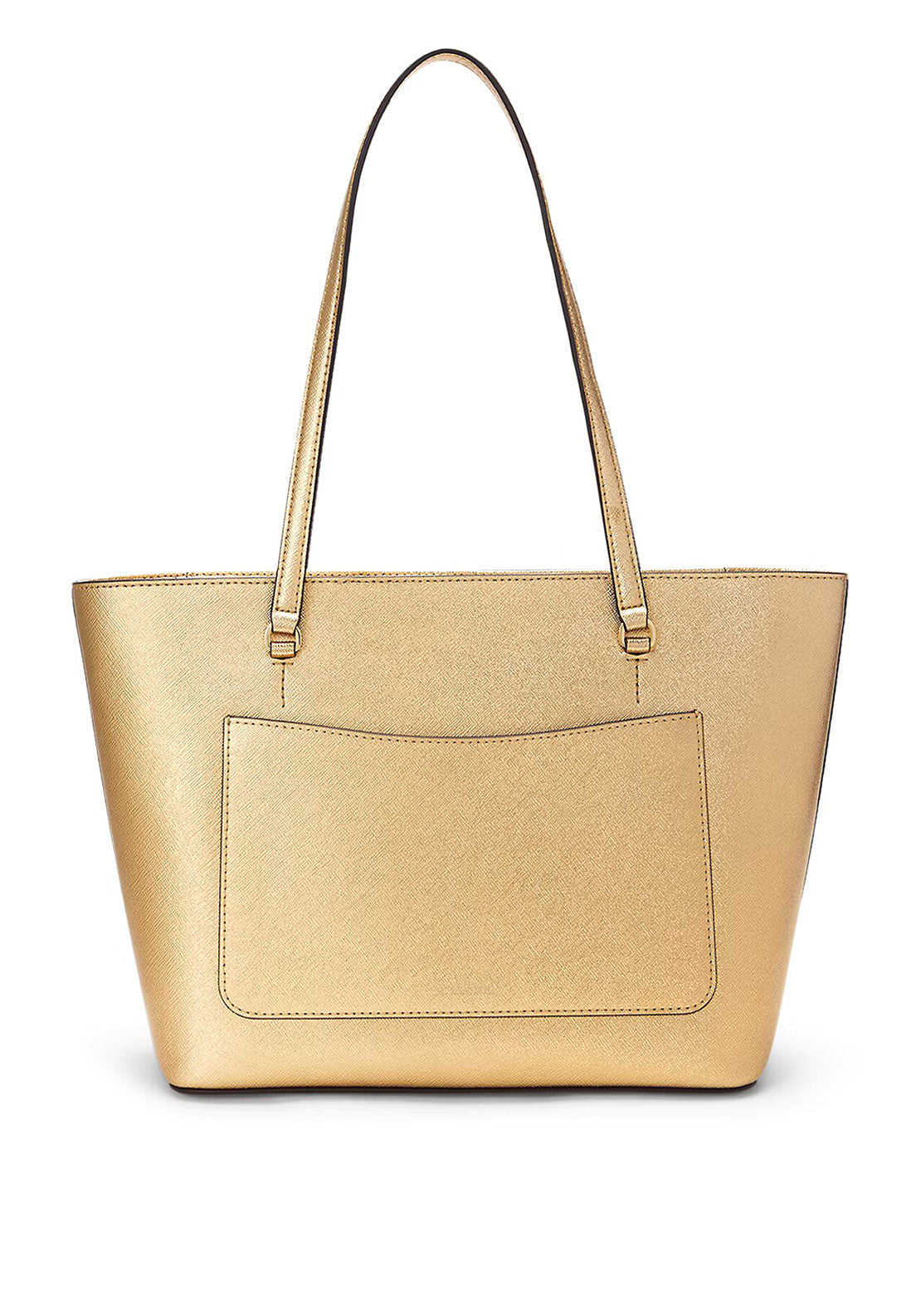 Ralph Lauren Karly Crosshatch Leather Tote, Gold