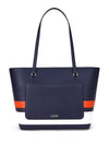 Ralph Lauren Karly Leather Striped Medium Tote Bag, Refined Navy