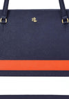 Ralph Lauren Karly Leather Striped Medium Tote Bag, Refined Navy