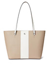 Ralph Lauren Karly Leather Two Tone Medium Tote Bag, Beige