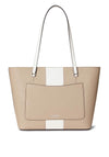 Ralph Lauren Karly Leather Two Tone Medium Tote Bag, Beige
