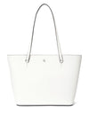 Ralph Lauren Karly Crosshatch Leather Tote, Soft White