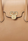 Ralph Lauren Tanner Pebbled Leather Satchel Bag, Light Tan