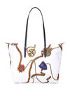 Ralph Lauren Keaton Nylon Patterned Medium Tote Bag, Cream Multi