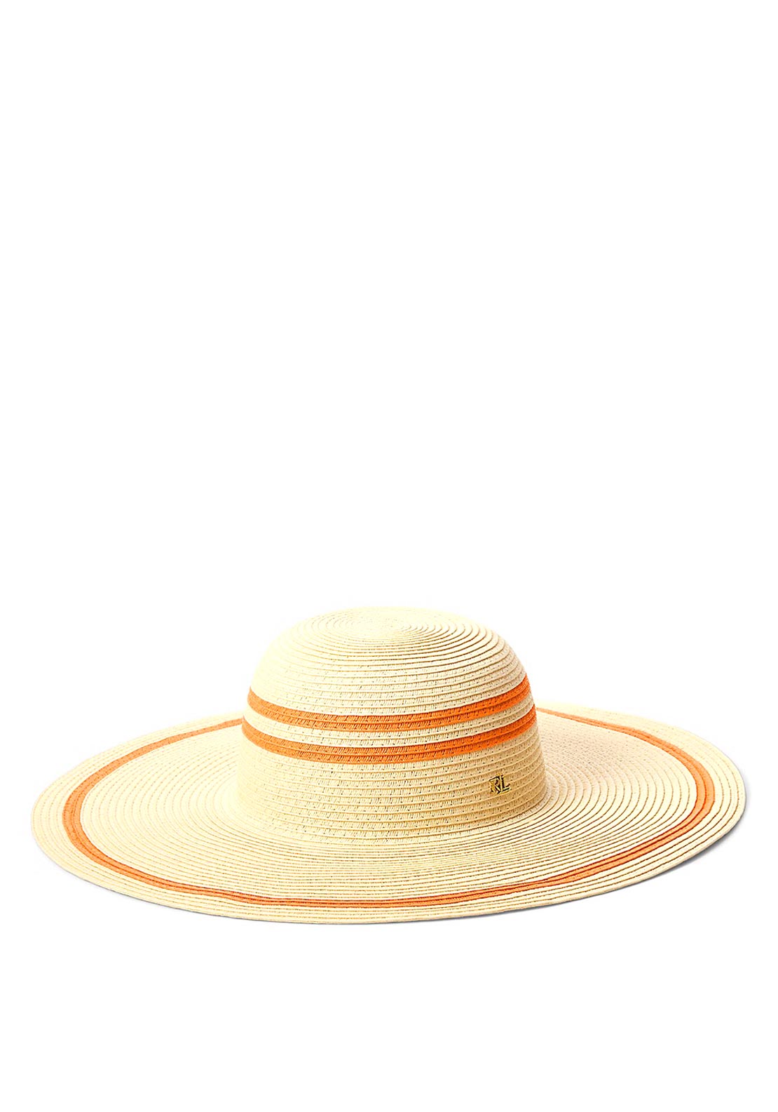 Ralph Lauren Striped Straw Sun Hat, Natural & Orange Lily