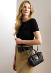 Ralph Lauren Tanner Pebbled Leather Small Satchel Grab Bag, Black
