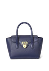 Ralph Lauren Tanner Pebbled Leather Small Satchel Grab Bag, Navy
