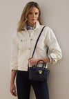 Ralph Lauren Tanner Pebbled Leather Small Satchel Grab Bag, Navy