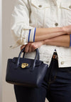 Ralph Lauren Tanner Pebbled Leather Small Satchel Grab Bag, Navy