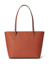 LAUREN Ralph Lauren Karly Crosshatch Leather Tote Bag, Orange