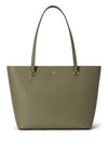 LAUREN Ralph Lauren Karly Crosshatch Leather Tote Bag, Olive Green