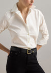 Ralph Lauren Logo-Keeper Leather Belt, Navy