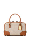 Ralph Lauren Emerie Canvas & Leather Small Satchel Bag, Tan