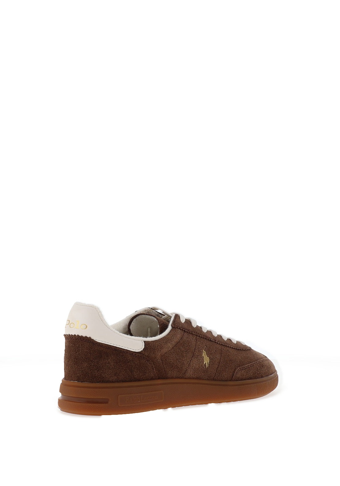 Ralph Lauren Bedford Embossed Suede Trainers, Chocolate Brown