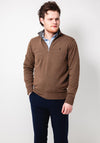Ralph Lauren Luxury Quarter Zip Jersey Sweatshirt, Brown