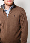 Ralph Lauren Luxury Quarter Zip Jersey Sweatshirt, Brown
