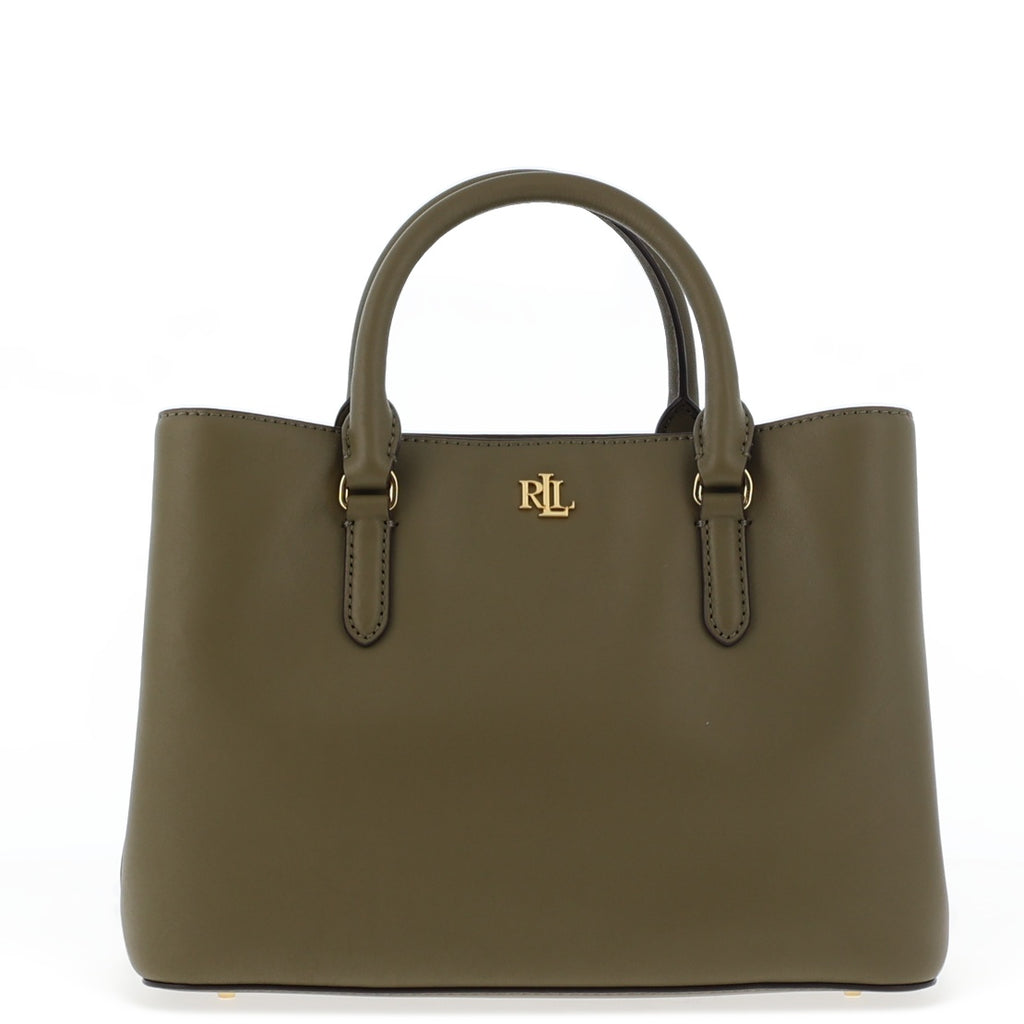 Ralph Lauren Marcy Leather Small Satchel Bag, Olive Fern McElhinneys - Technical View