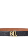 Ralph Lauren Logo Reversible Leather Skinny Belt, Black & Tan