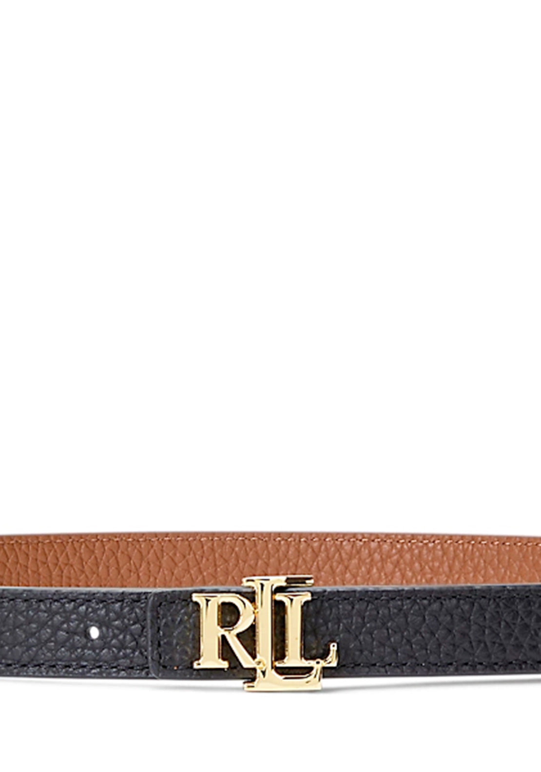 Ralph Lauren Logo Reversible Leather Skinny Belt, Black & Tan