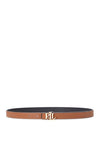 Ralph Lauren Logo Reversible Leather Skinny Belt, Black & Tan