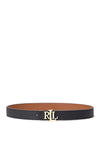 Ralph Lauren Logo Reversible Leather Belt, Black & Tan