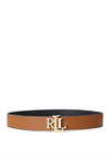 Ralph Lauren Logo Reversible Leather Wide Belt, Black & Brown