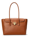 Ralph Lauren Tanner Pebbled Leather Satchel Bag, Lauren Tan