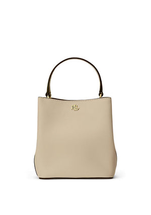 Ralph Lauren Reese Small Crosshatch Leather Bucket Bag, Beige