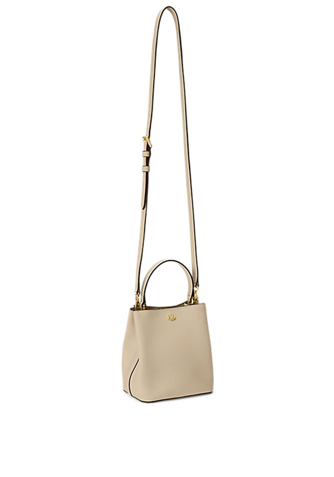 Ralph Lauren Reese Small Crosshatch Leather Bucket Bag, Beige